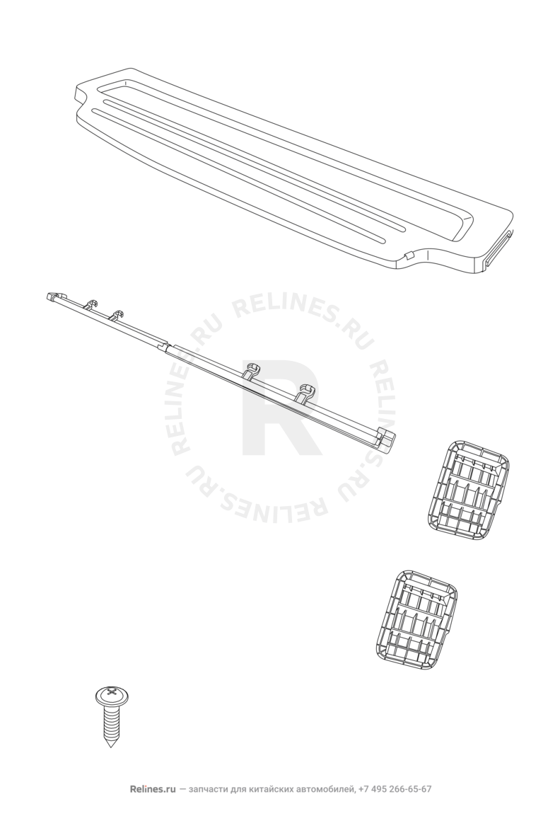 Запчасти Chery Tiggo Поколение I (2005)  — Полка багажного отделения и воздуховод вентиляции салона (2) — схема