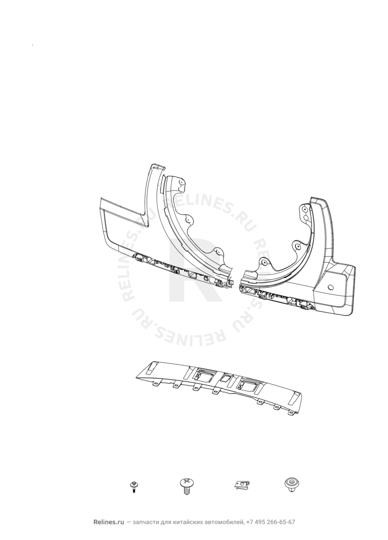 Запчасти Chery Tiggo 3 Поколение I (2014)  — Полка багажного отделения и воздуховод вентиляции салона (3) — схема