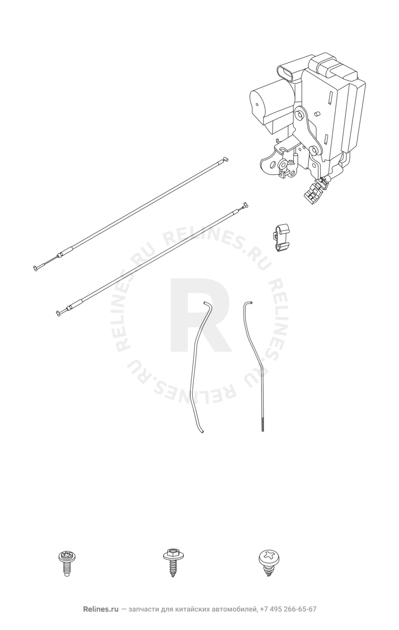 Запчасти Chery Tiggo Поколение I (2005)  — Ручки и замки двери передней — схема