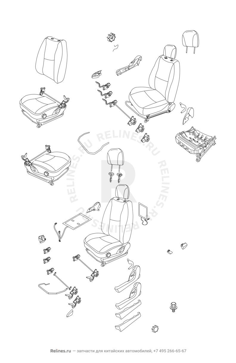 Передние сиденья Chery Tiggo — схема
