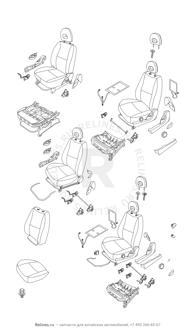 Передние сиденья Chery Tiggo — схема