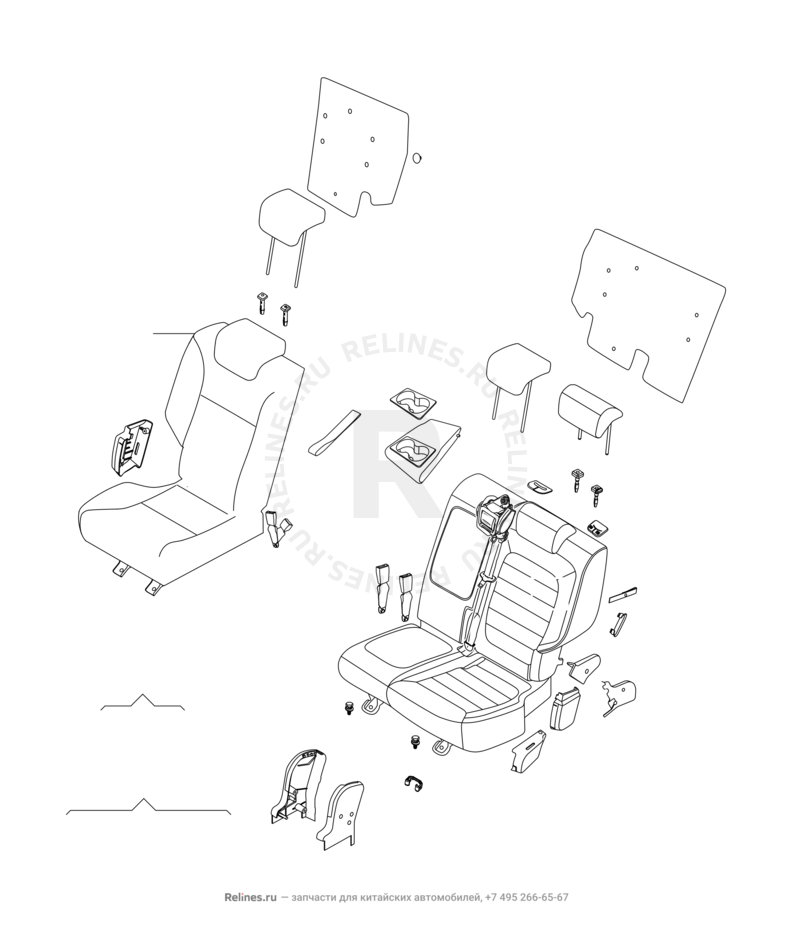 Запчасти Chery Tiggo 3 Поколение I (2014)  — Заднее сиденье — схема