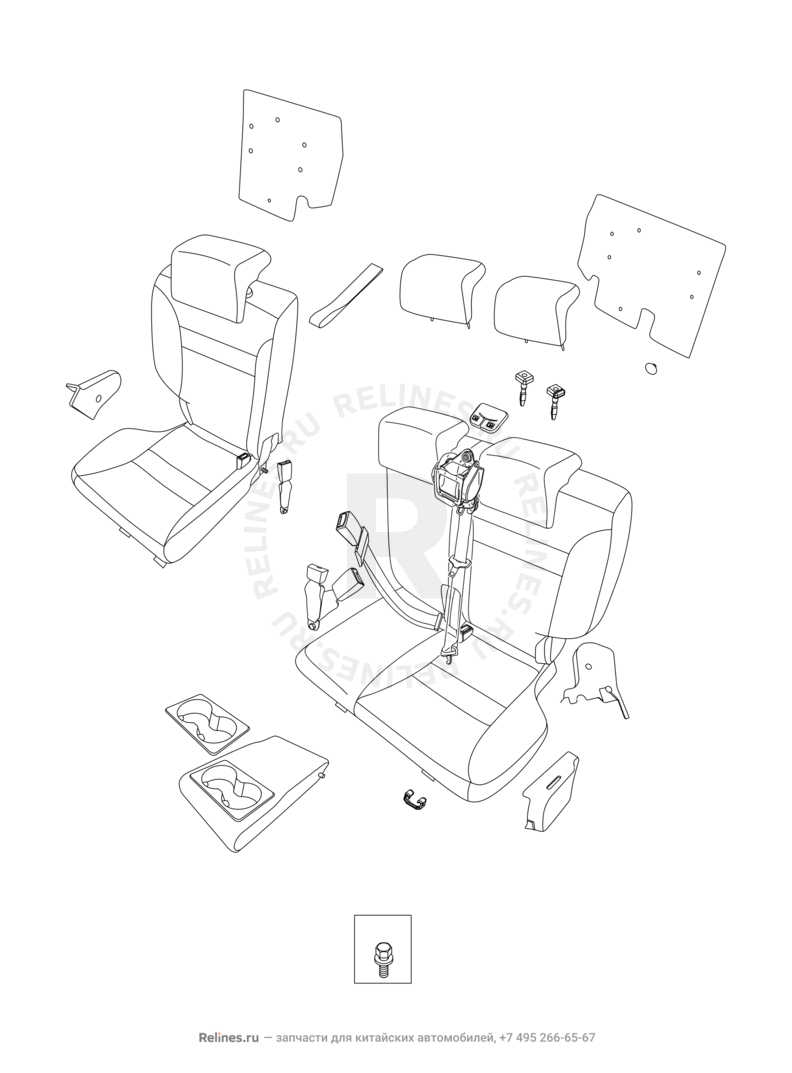 Задние сиденья Chery Tiggo 3 — схема