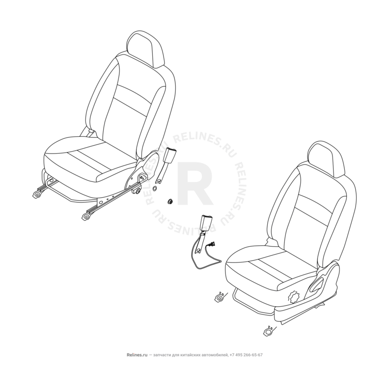 Передние сиденья Chery Tiggo 3 — схема