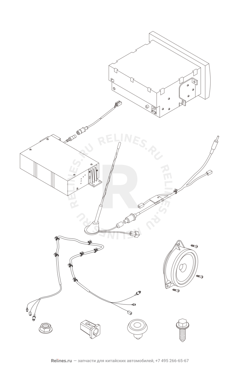 Автомагнитола, антенна, проводка и провода (1) Chery Tiggo — схема