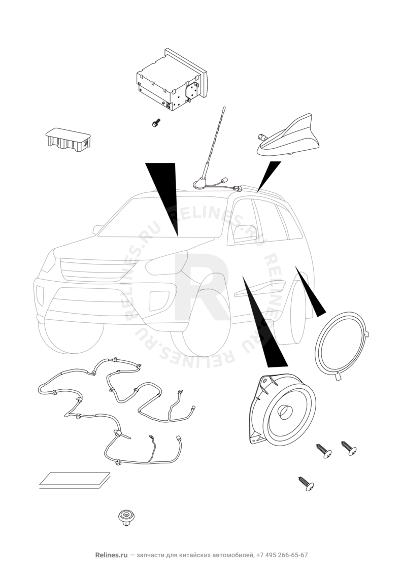Запчасти Chery Tiggo 3 Поколение I (2014)  — Мультимедийная система — схема