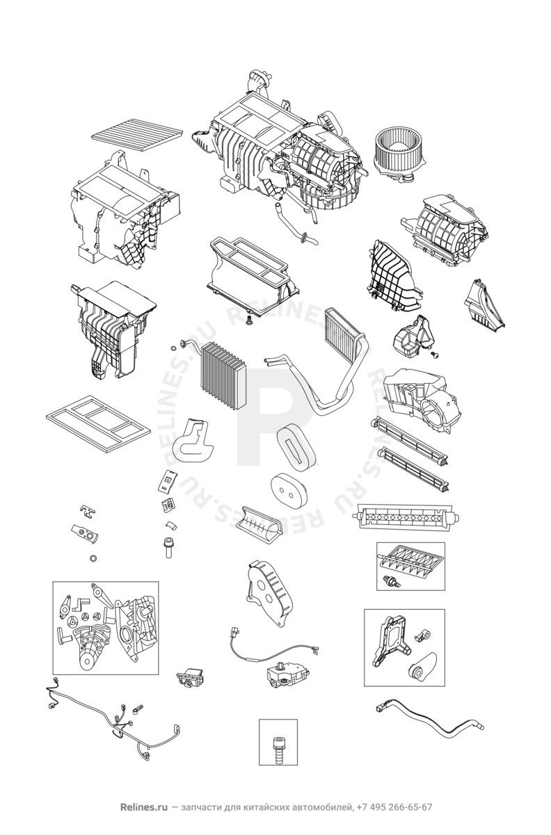 Запчасти Chery Tiggo 3 Поколение I (2014)  — Отопитель салона и салонный фильтр — схема