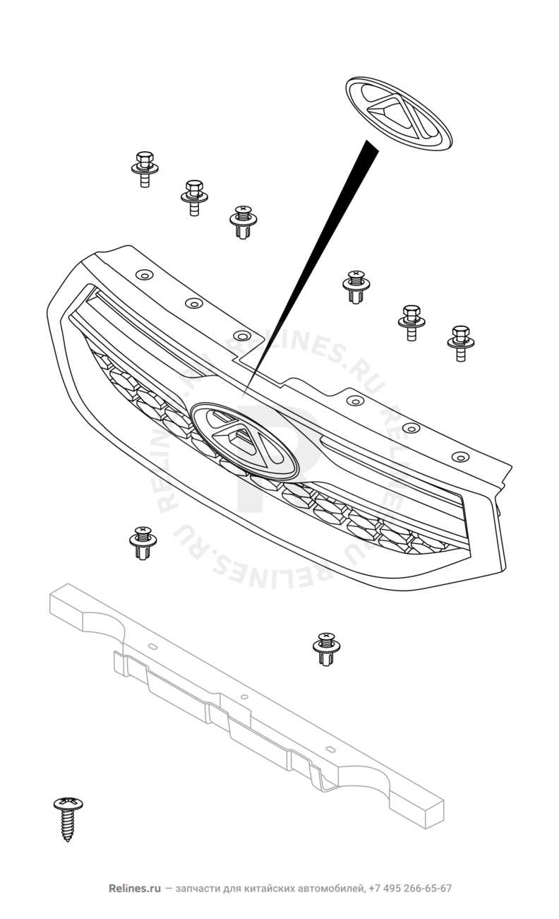 Решетка радиатора Chery Tiggo 3 — схема