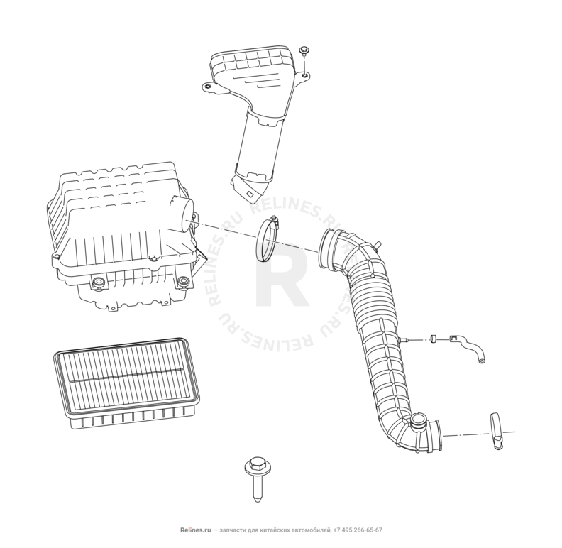 Запчасти Chery Tiggo 7 Поколение I (2016)  — Воздушный фильтр и корпус (2) — схема