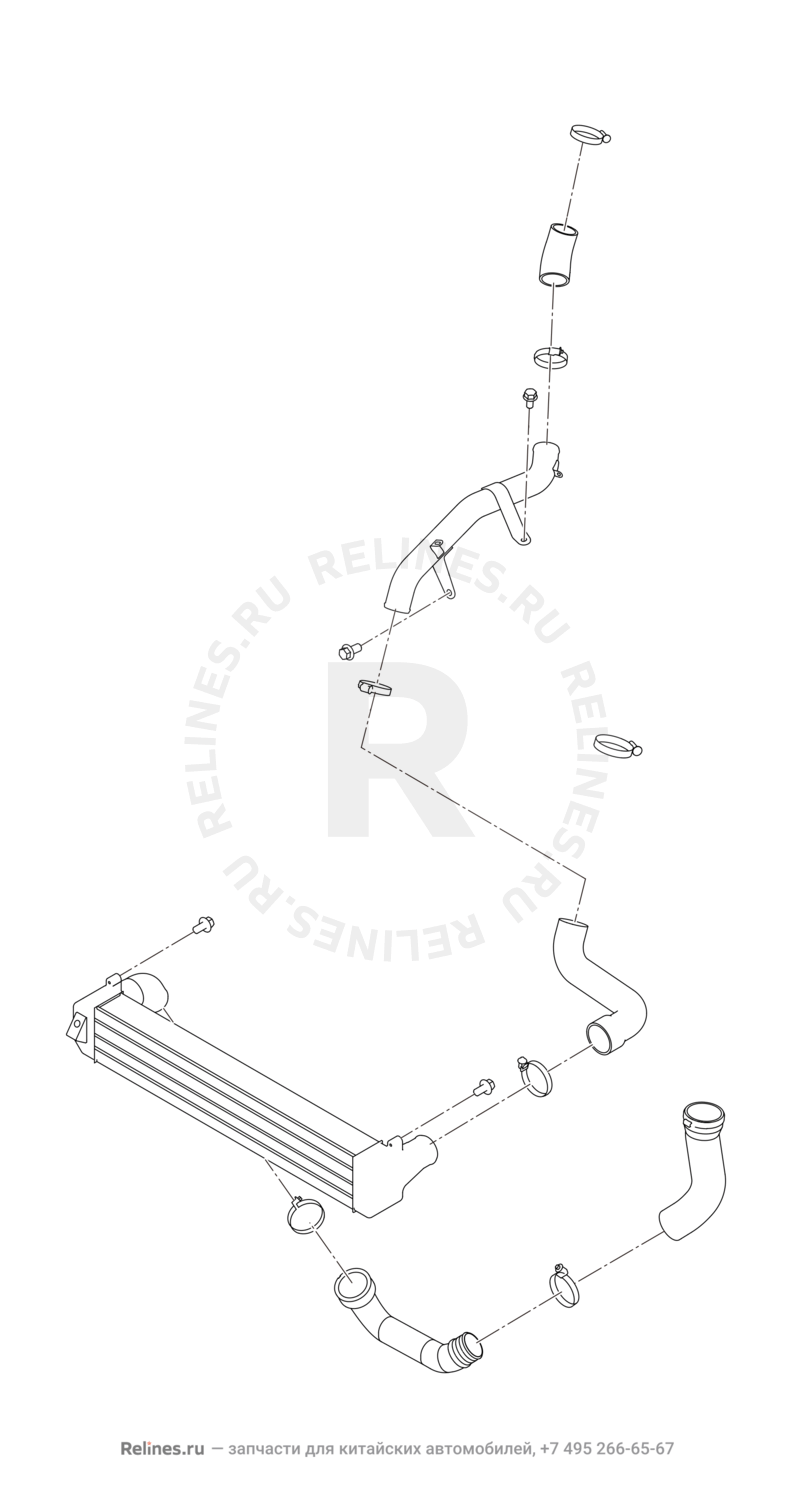 Запчасти Chery Tiggo 7 Поколение I (2016)  — Радиатор воздушный (интеркулер) (1) — схема