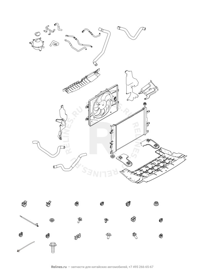 Запчасти Chery Tiggo 7 Поколение I (2016)  — Система охлаждения (2) — схема