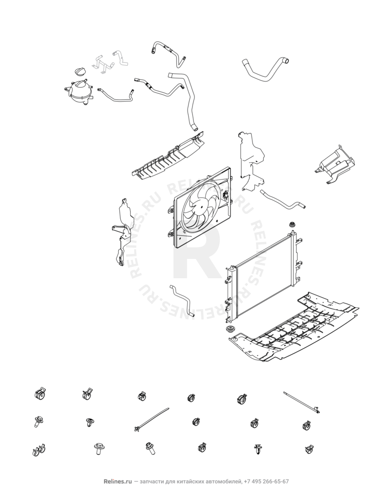 Запчасти Chery Tiggo 7 Поколение I (2016)  — Система охлаждения (1) — схема