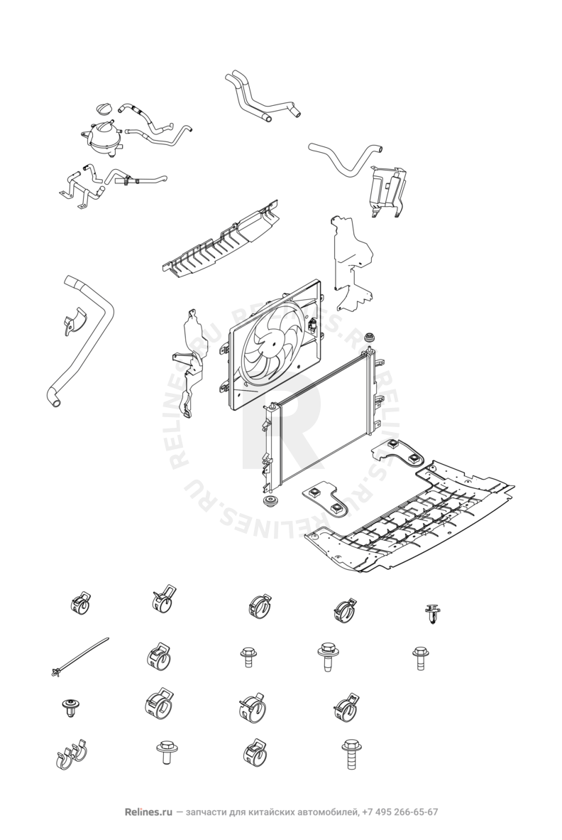 Запчасти Chery Tiggo 7 Поколение I (2016)  — Система охлаждения — схема