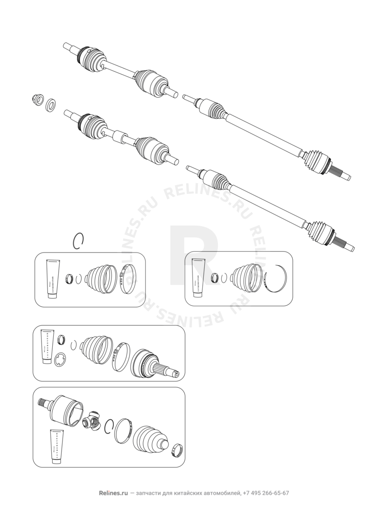 Привод, ШРУС (граната), пыльник и ступица Chery Tiggo 4 — схема