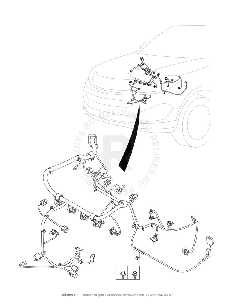 Запчасти Chery Tiggo 7 Поколение I (2016)  — Проводка двигателя — схема