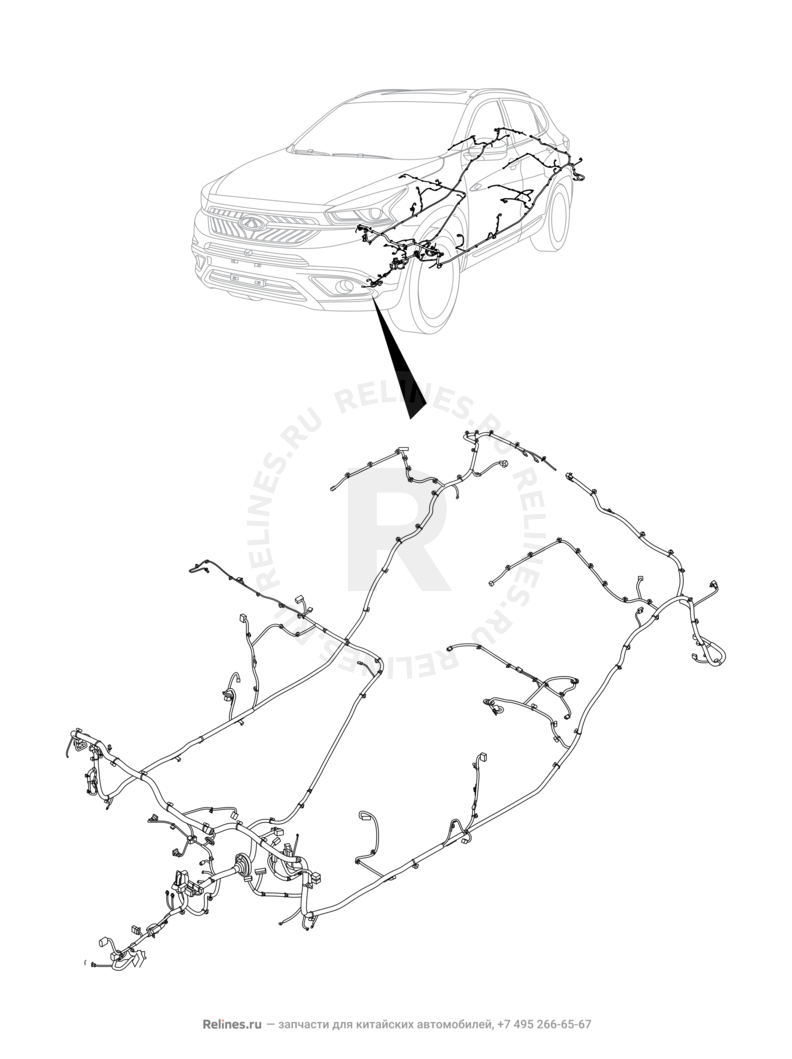 Запчасти Chery Tiggo 7 Поколение I (2016)  — Проводка пола и багажного отсека (багажника) (4) — схема