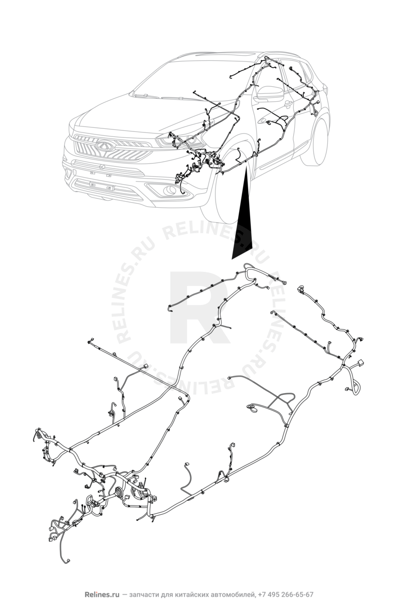 Запчасти Chery Tiggo 7 Поколение I (2016)  — Проводка пола и багажного отсека (багажника) — схема