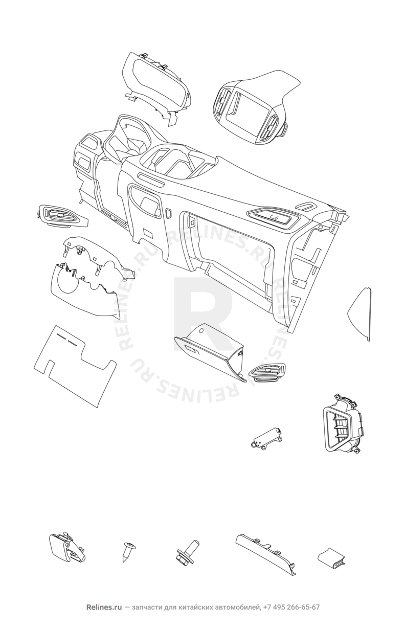 Запчасти Chery Tiggo 7 Поколение I (2016)  — Передняя панель (торпедо) (2) — схема