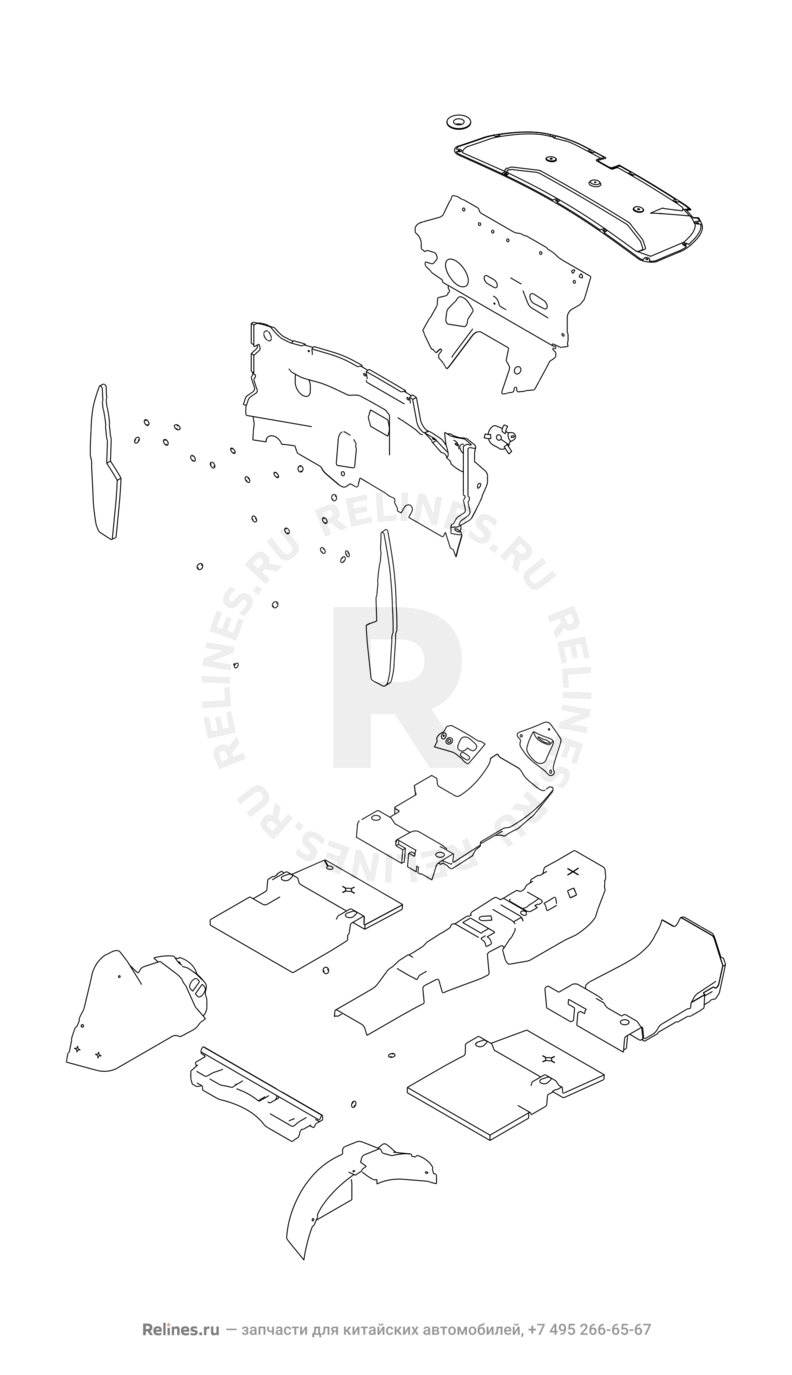 Запчасти Chery Tiggo 7 Поколение I (2016)  — Шумоизоляции передней панели (2) — схема