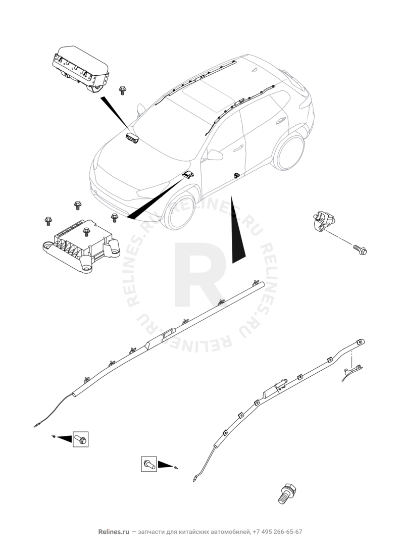 Запчасти Chery Tiggo 7 Поколение I (2016)  — Подушки безопасности — схема