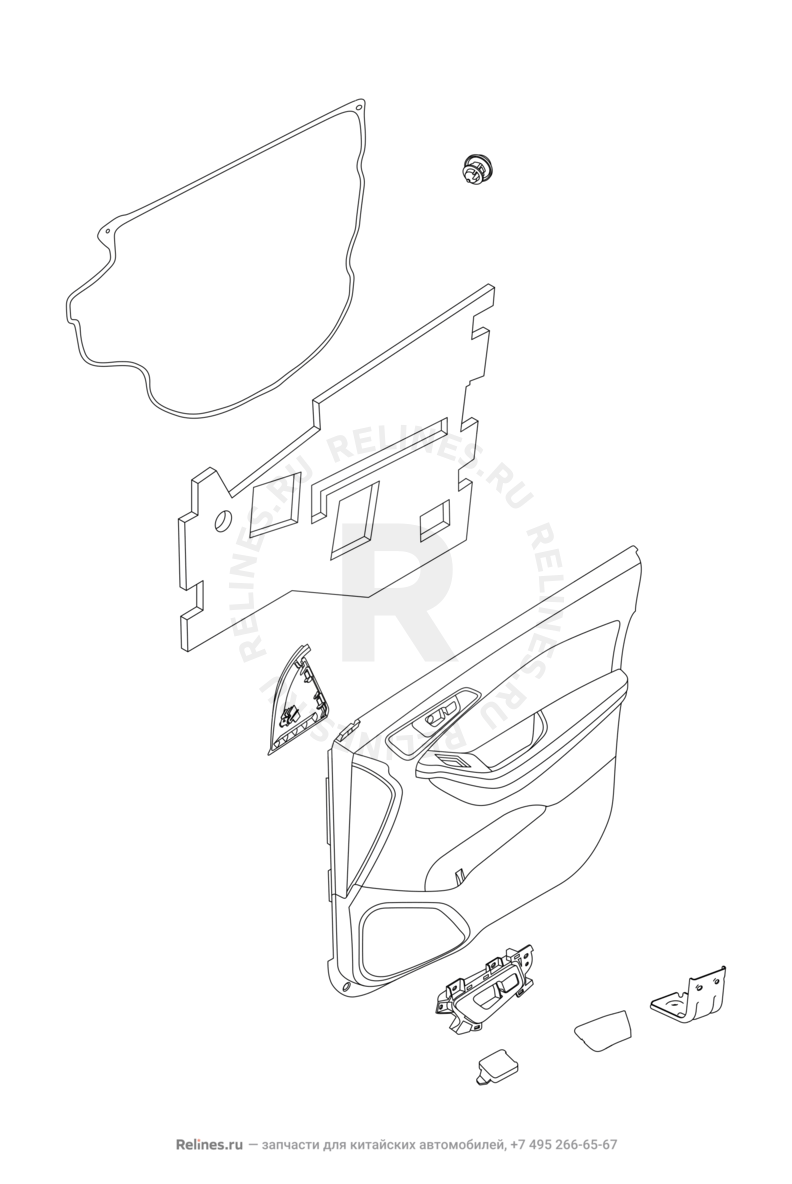 Запчасти Chery Tiggo 7 Поколение I (2016)  — Обшивка дверей и ручки — схема
