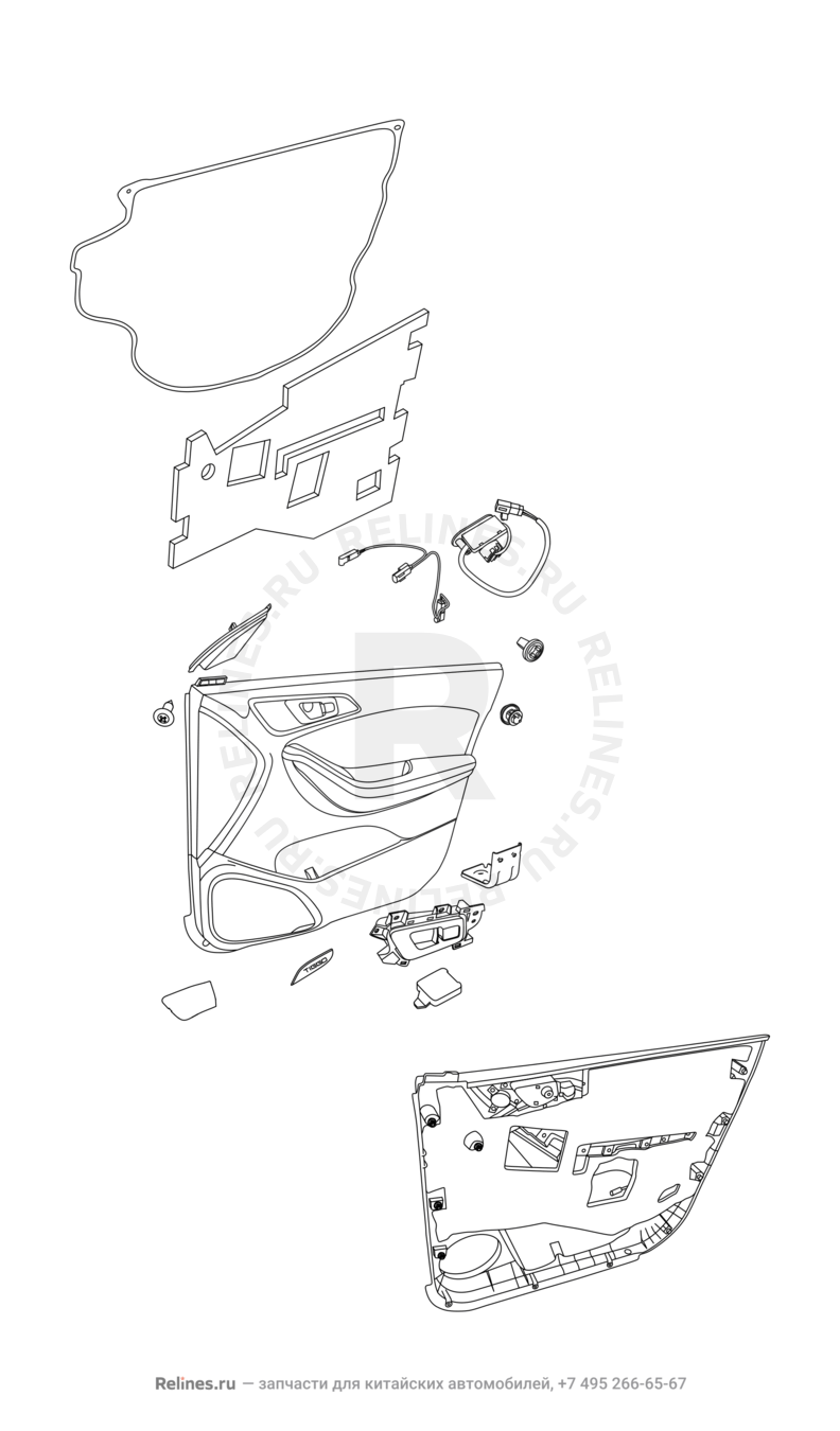 Запчасти Chery Tiggo 7 Поколение I (2016)  — Обшивка дверей и ручки — схема