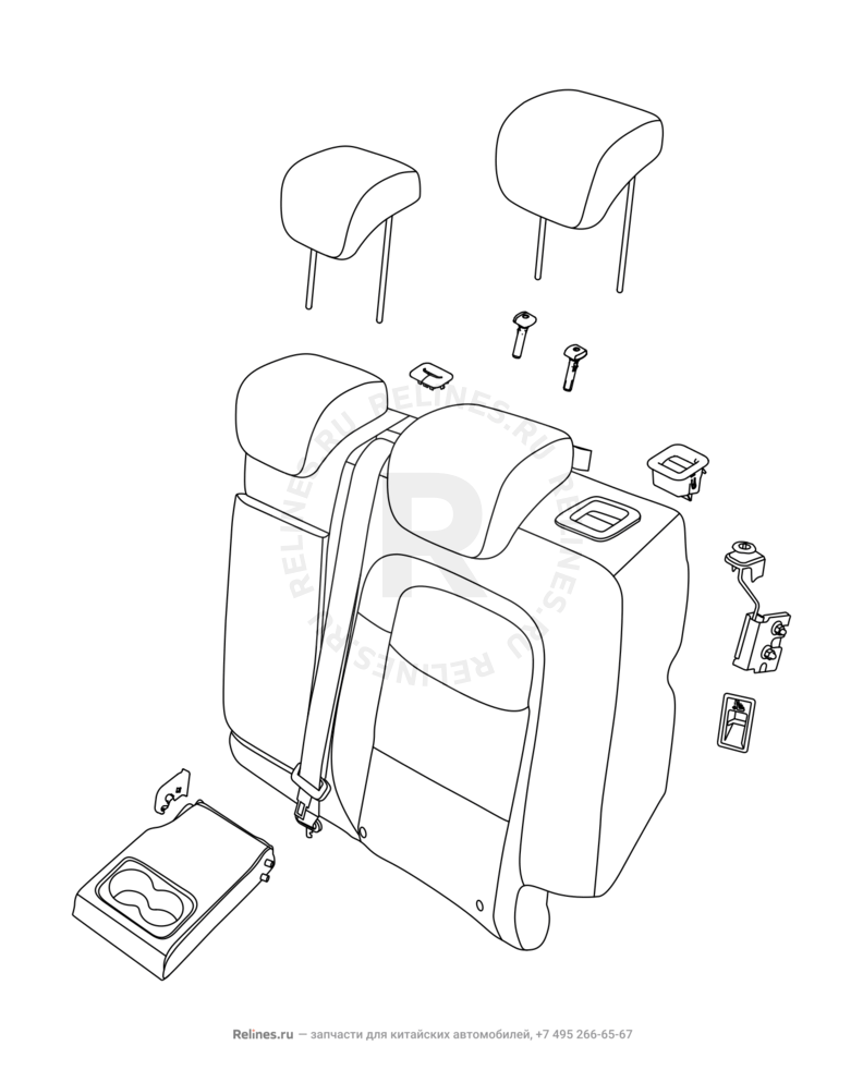 Запчасти Chery Tiggo 7 Поколение I (2016)  — Спинка заднего сидения — схема