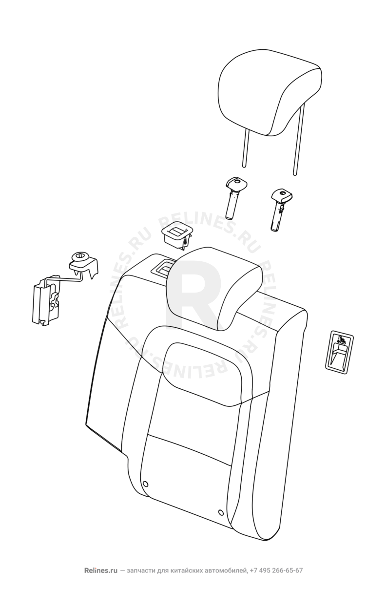 Запчасти Chery Tiggo 7 Поколение I (2016)  — Спинка заднего сидения — схема