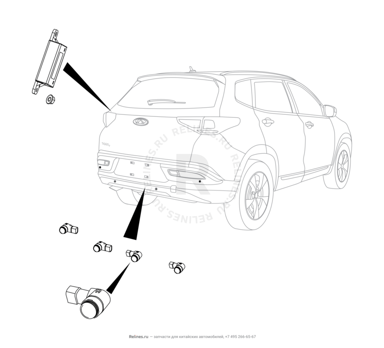 Запчасти Chery Tiggo 7 Поколение I (2016)  — Датчики парковки (парктроники) (1) — схема