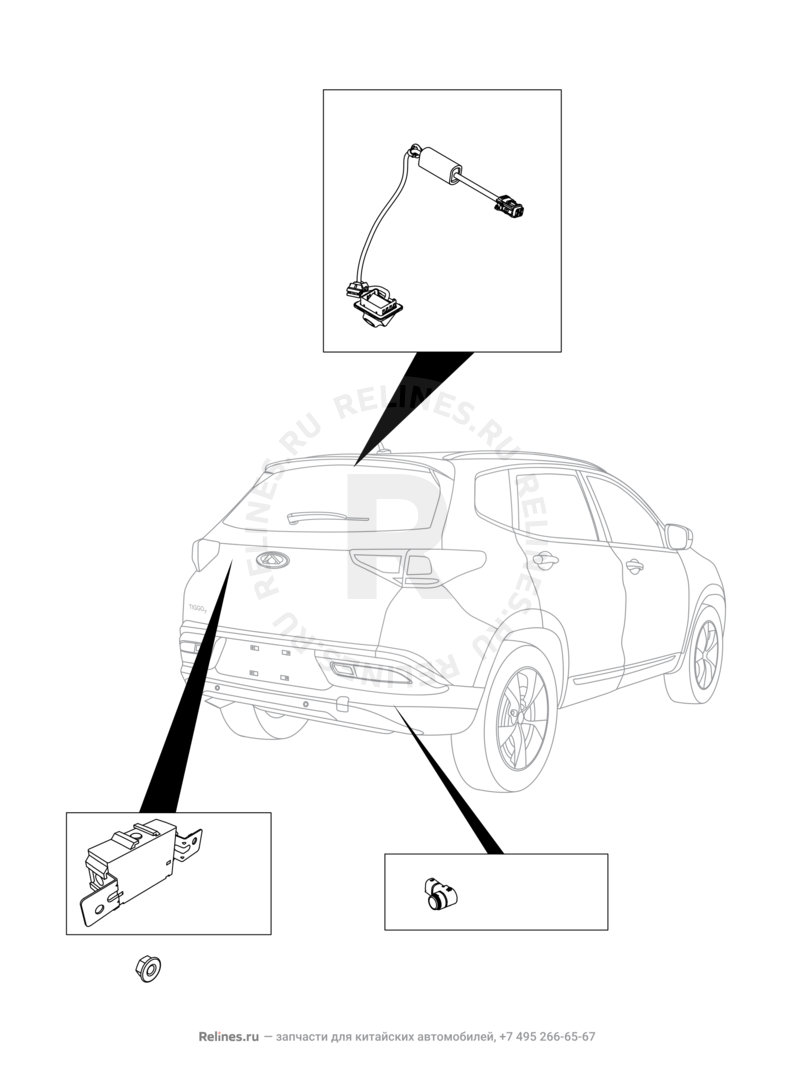 Запчасти Chery Tiggo 7 Поколение I (2016)  — Датчики парковки (парктроники) и блок управления — схема