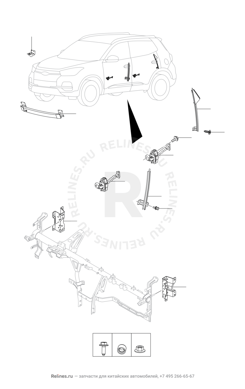 Запчасти Chery Tiggo 4 Поколение I — рестайлинг (2018)  — Аксессуары кузова (3) — схема