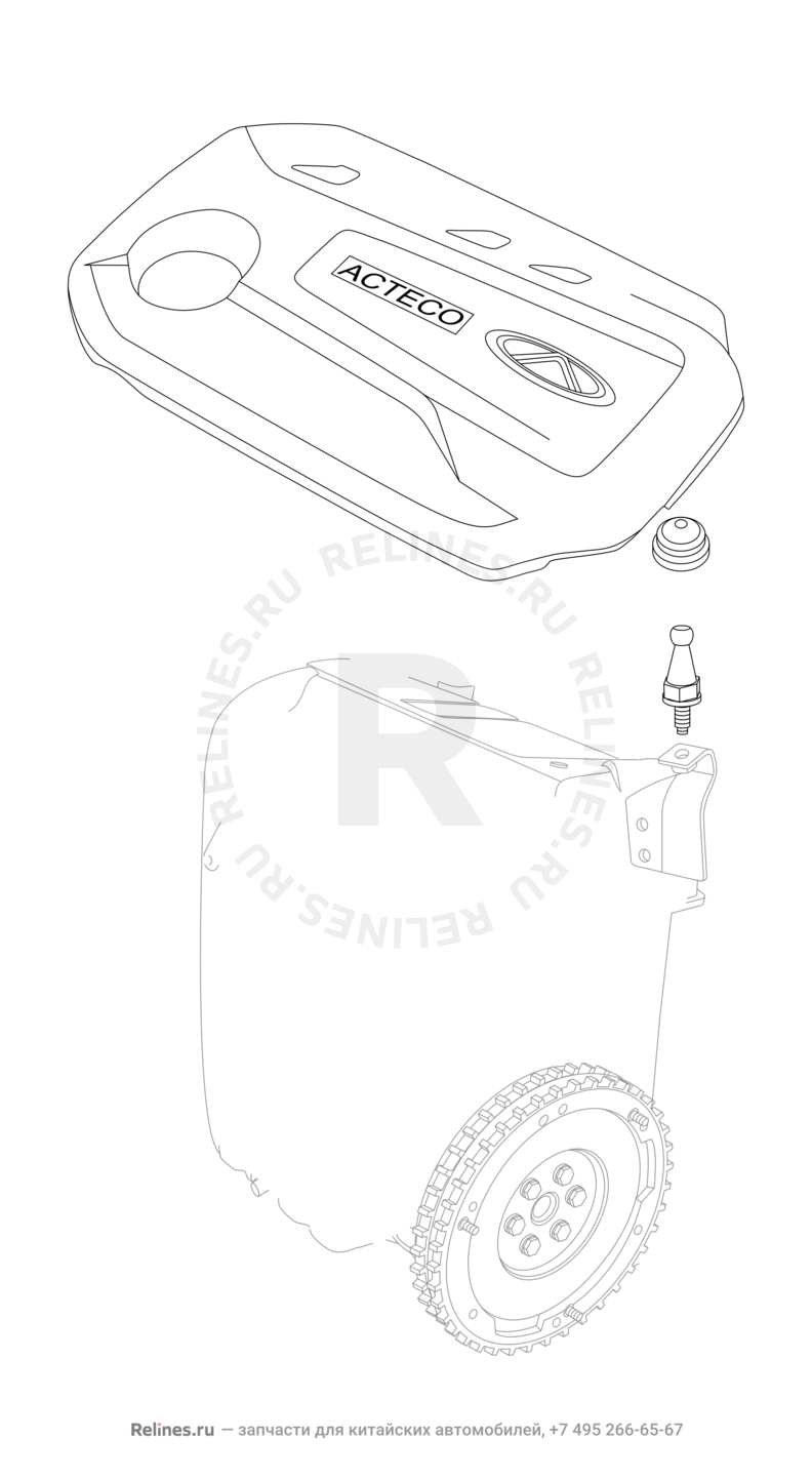 Запчасти Chery Tiggo 4 Pro Поколение I (2021)  — Плита верхняя (декоративная крышка) двигателя (5) — схема