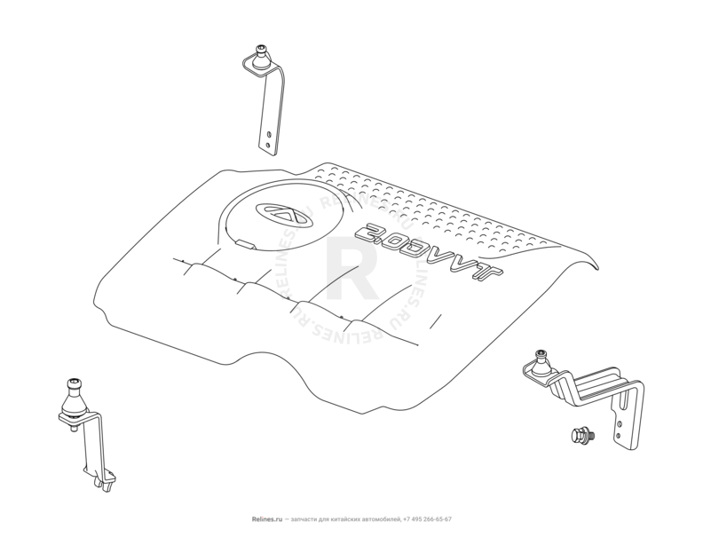 Запчасти Chery Tiggo 5 Поколение I (2013)  — Плита верхняя (декоративная крышка) двигателя (1) — схема