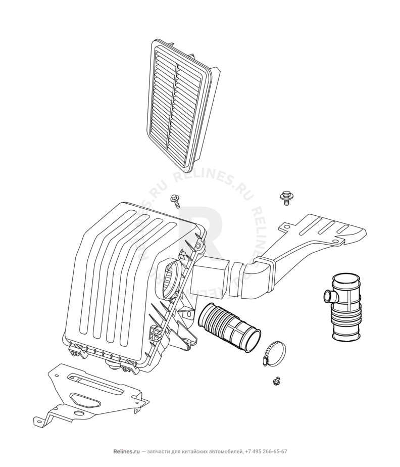 Запчасти Chery Tiggo 5 Поколение I (2013)  — Воздушный фильтр и корпус — схема
