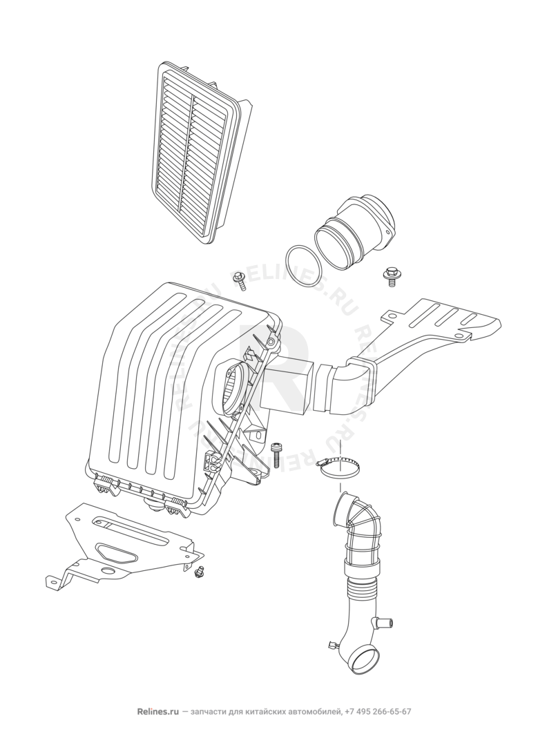 Воздушный фильтр и корпус Chery Tiggo 5 — схема