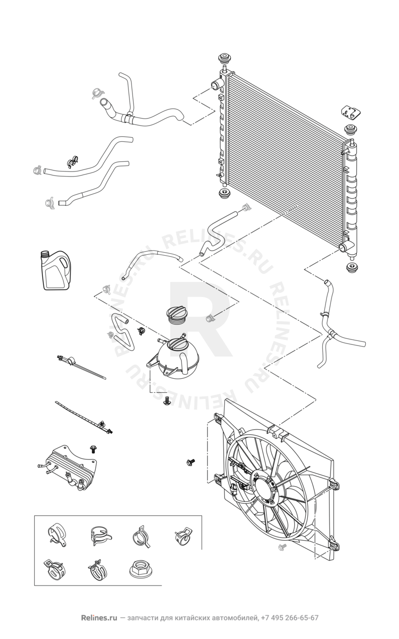 Запчасти Chery Tiggo 5 Поколение I (2013)  — Система охлаждения (5) — схема