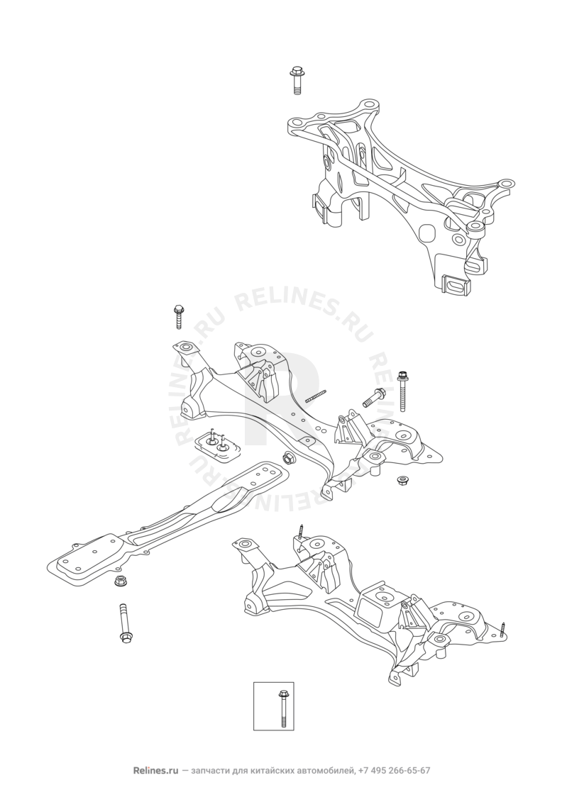 Запчасти Chery Tiggo 5 Поколение I (2013)  — Подрамник передний в сборе (2) — схема