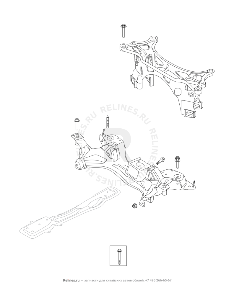 Запчасти Chery Tiggo 5 Поколение I (2013)  — Подрамник передний в сборе (1) — схема