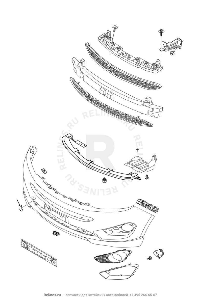 Задний бампер и другие детали задка (1) Chery Tiggo 5 — схема