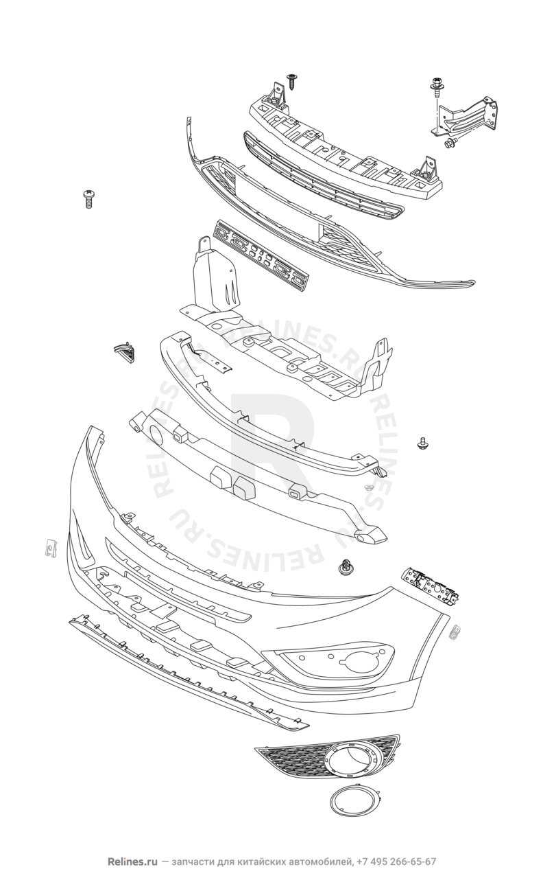 Запчасти Chery Tiggo 5 Поколение I (2013)  — Детали передней части — схема