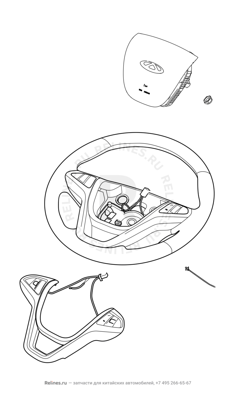 Запчасти Chery Tiggo 5 Поколение I (2013)  — Рулевое колесо (руль), рулевое управление и подушки безопасности (2) — схема