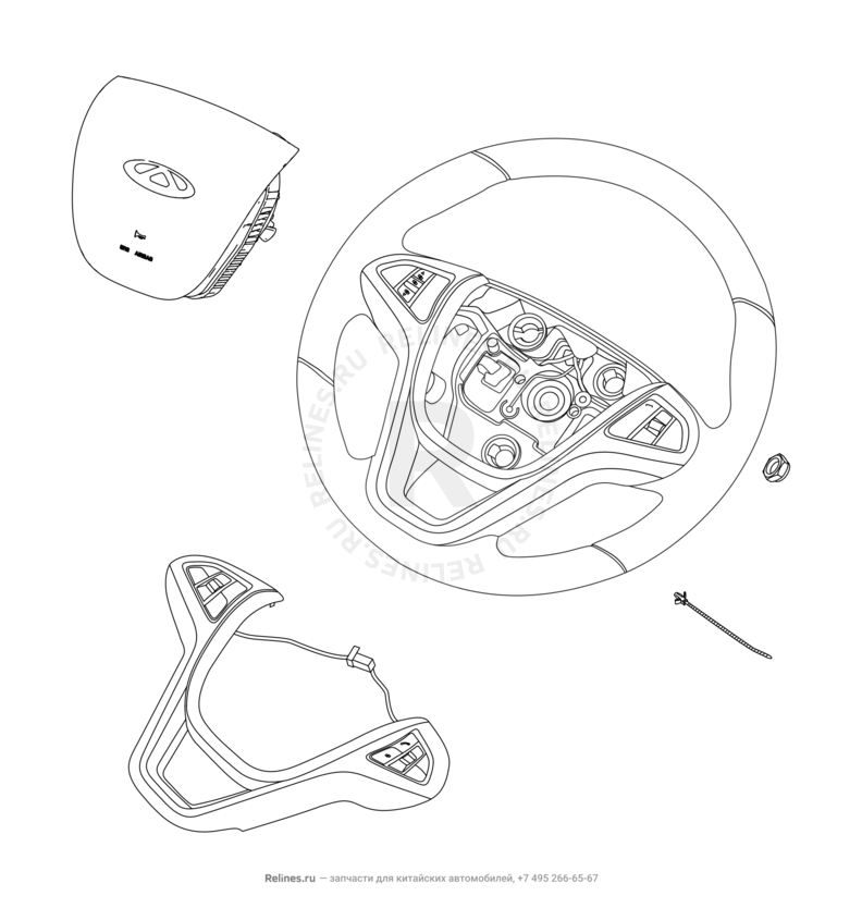 Запчасти Chery Tiggo 5 Поколение I (2013)  — Рулевое колесо (руль), рулевое управление и подушки безопасности (1) — схема
