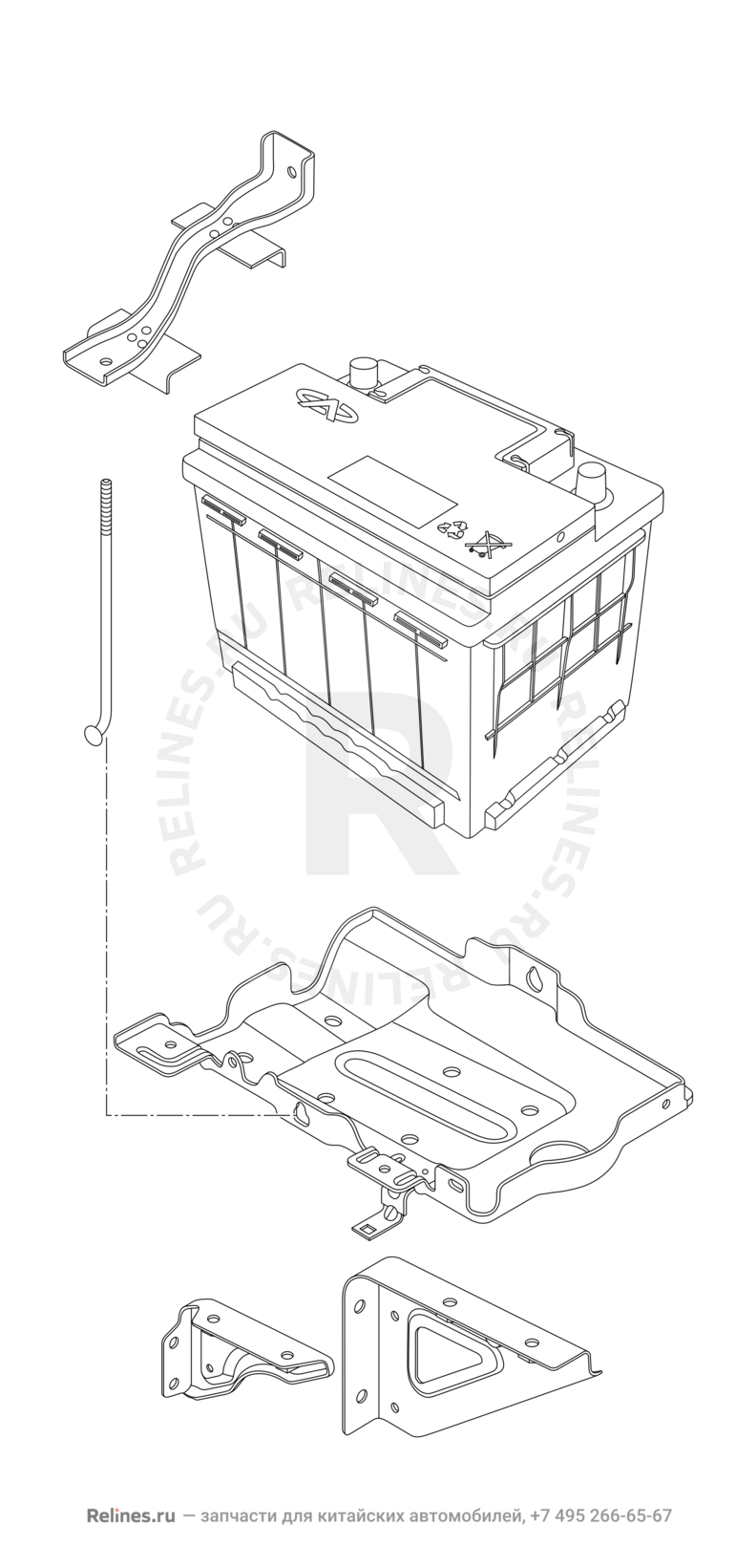 Запчасти Chery Tiggo 5 Поколение I (2013)  — Аккумулятор (1) — схема