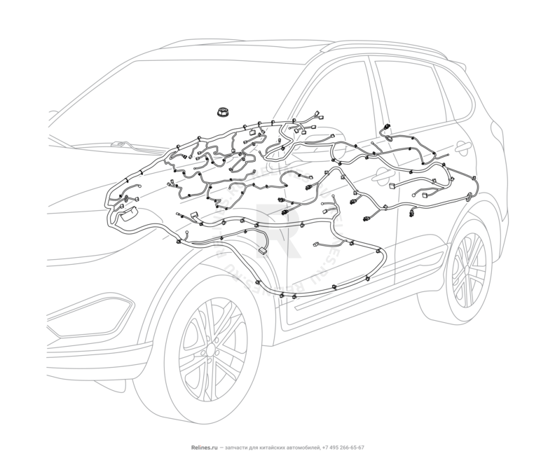 Запчасти Chery Tiggo 5 Поколение I (2013)  — Проводка пола и багажного отсека (багажника) (1) — схема