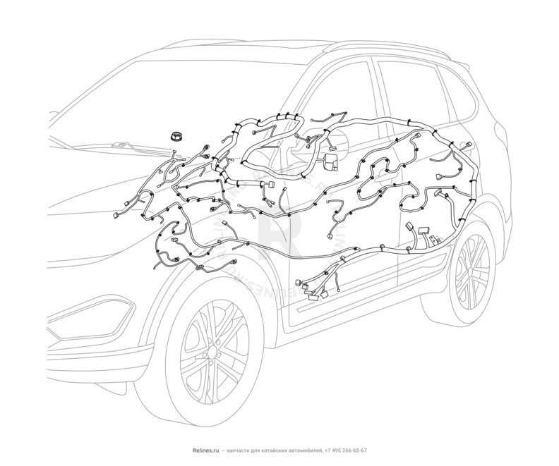 Запчасти Chery Tiggo 5 Поколение I (2013)  — Проводка пола и багажного отсека (багажника) (3) — схема