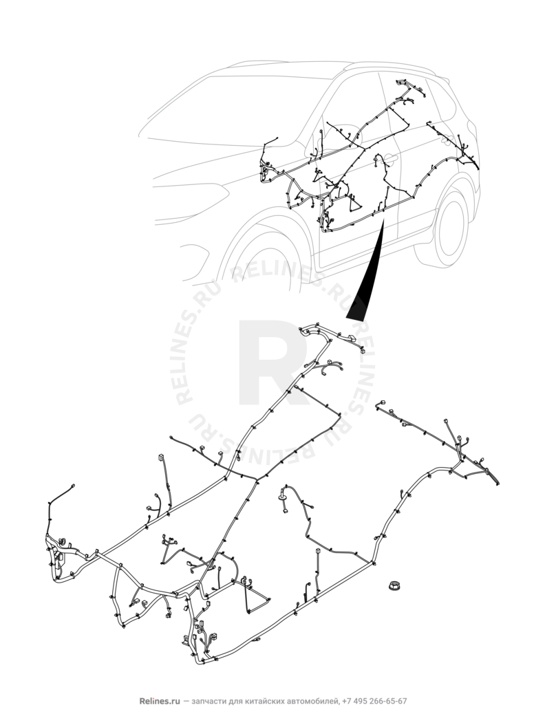 Запчасти Chery Tiggo 5 Поколение I (2013)  — Проводка пола и багажного отсека (багажника) (2) — схема