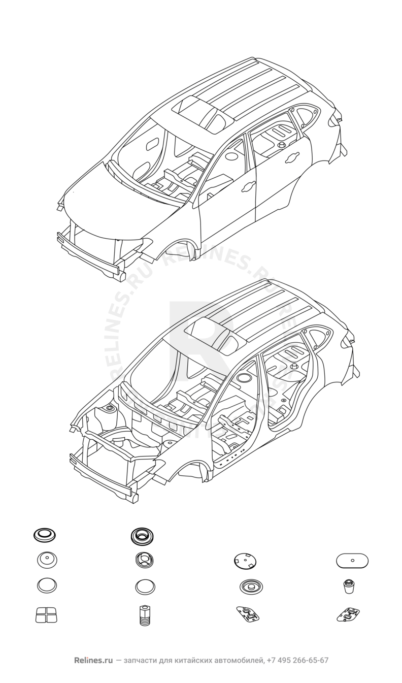 Запчасти Chery Tiggo 5 Поколение I (2013)  — BODY-IN-WHITE PLUG — схема