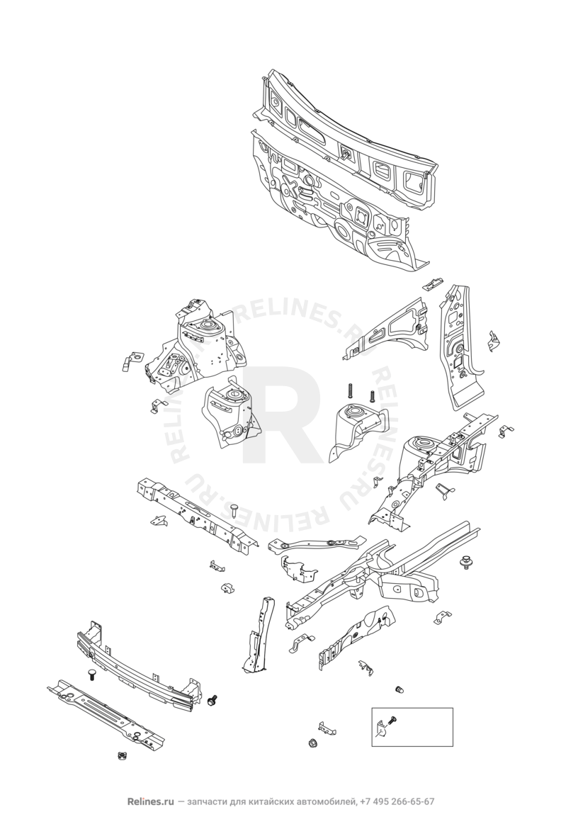 Запчасти Chery Tiggo 5 Поколение I (2013)  — Моторный отсек — схема