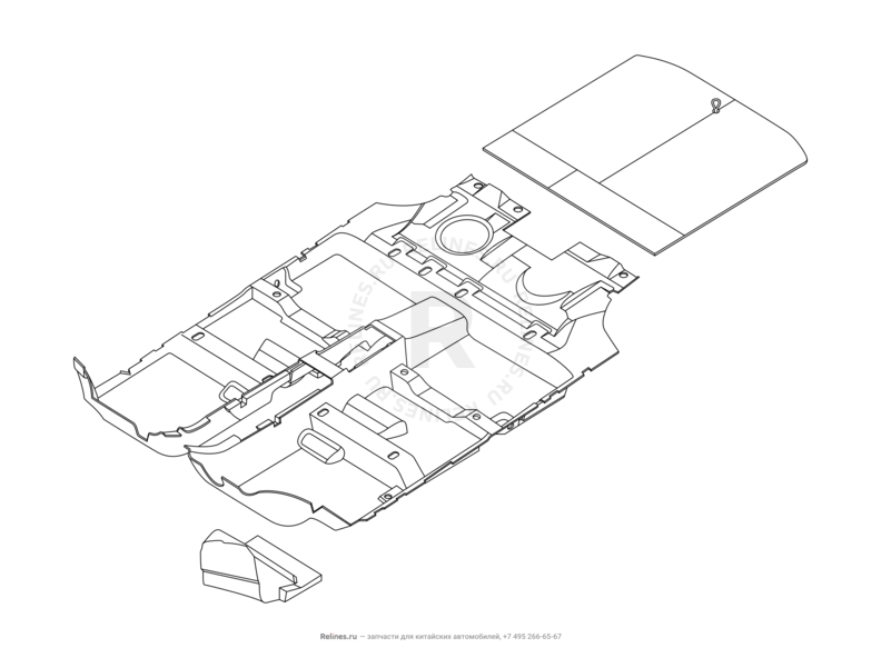 Запчасти Chery Tiggo 5 Поколение I (2013)  — Обшивка (ковер) пола — схема