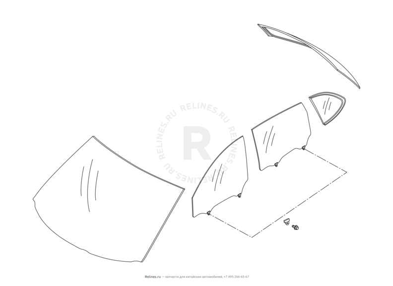 Запчасти Chery Tiggo 5 Поколение I (2013)  — Стекла и комплектующие (1) — схема